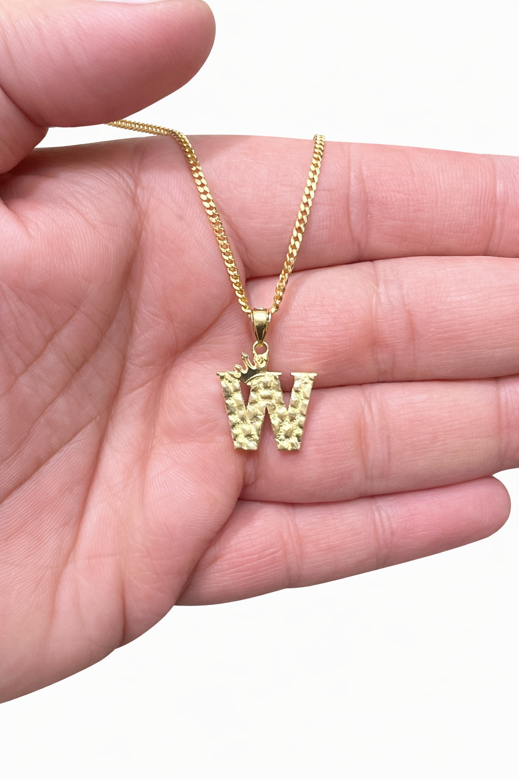 1532-NEW 10K Letter W Nugget Pendant W.G