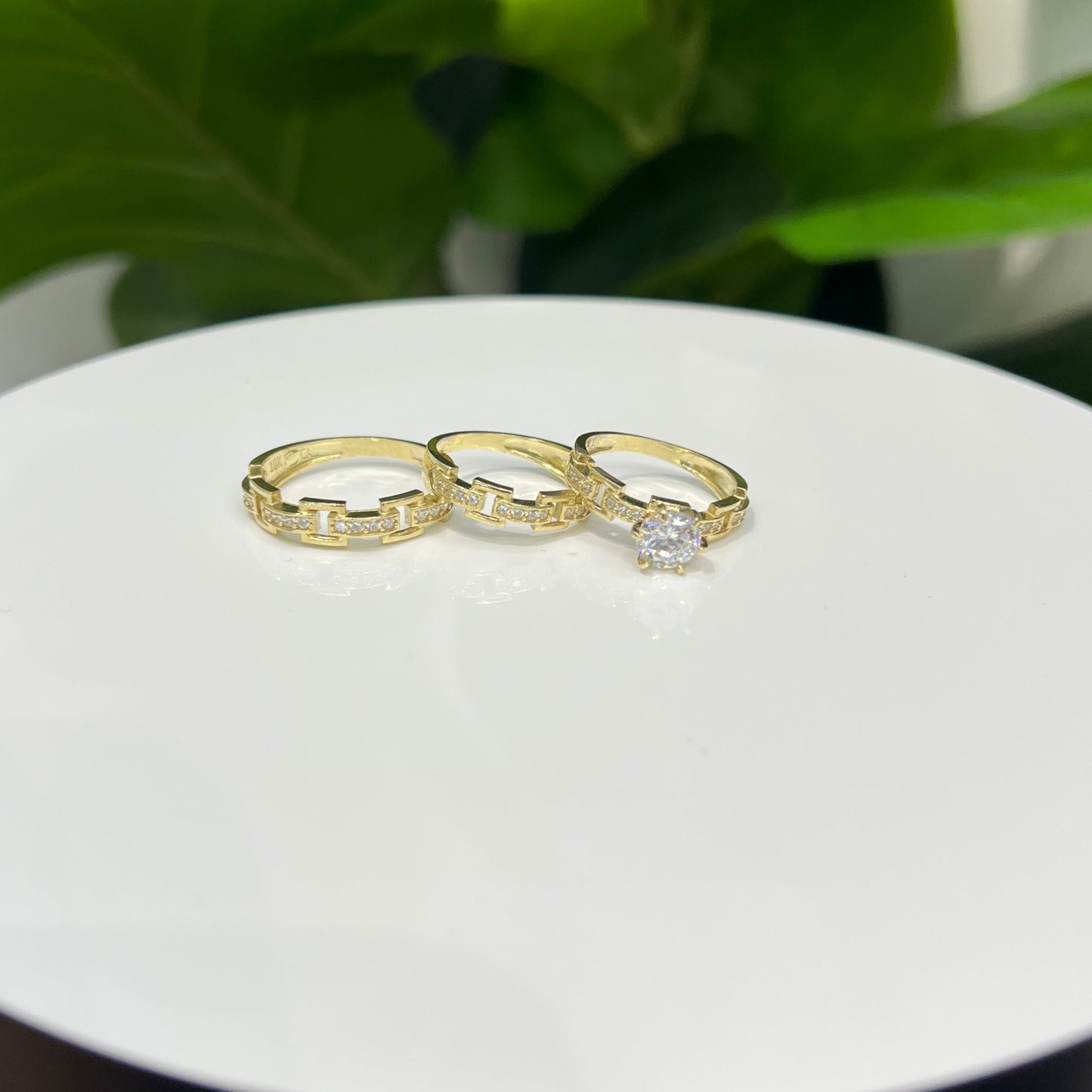 1273-NEW 10k Trio Wedding Ring Set W.G