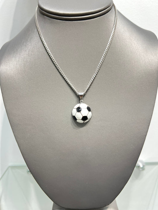 S1139- NEW .925 Sterling Silver Soccer Ball Pendant W.G