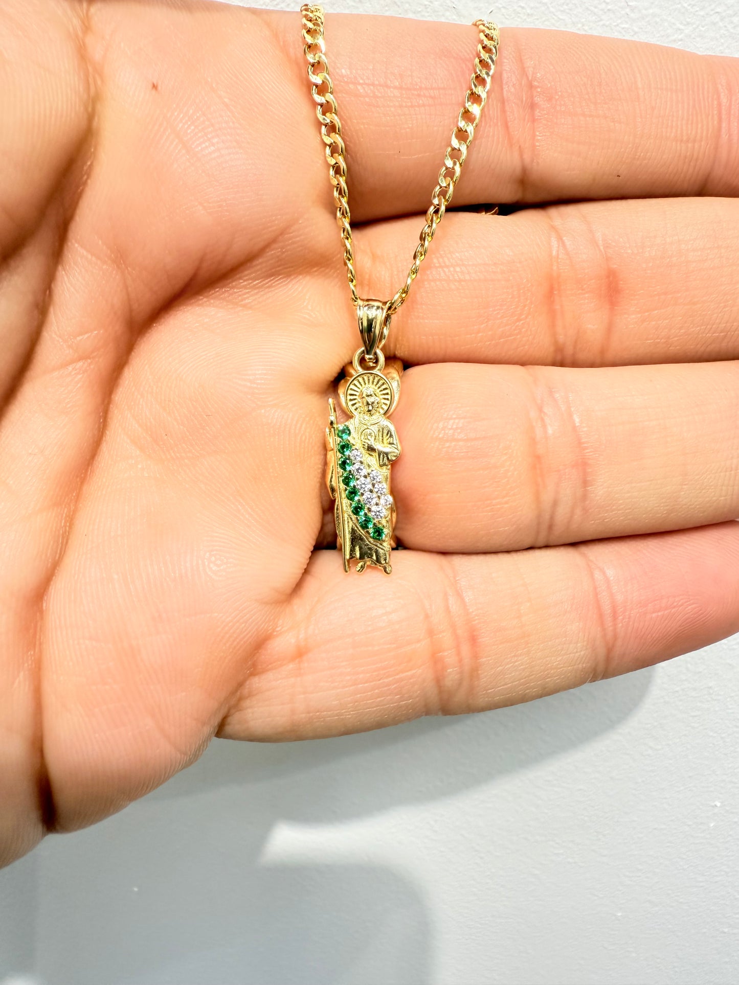 1016- 14K Green St. Jude Small Pendant (W.G)