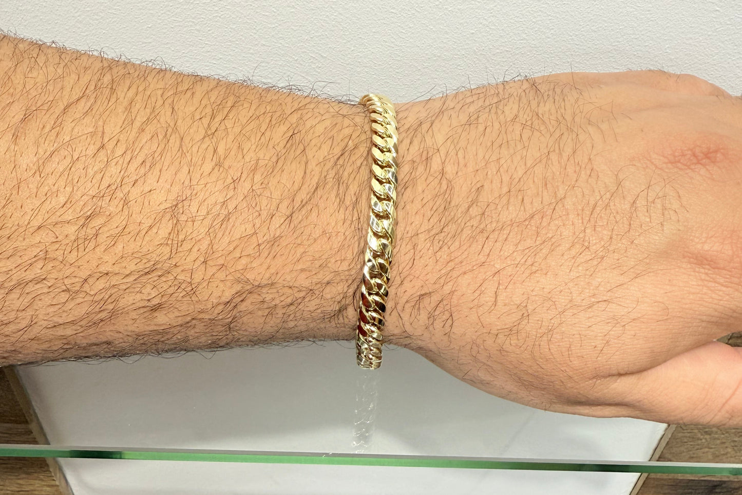 966- NEW 14K Gold Hollow Miami Cuban Bracelet (7.5mm) W.G