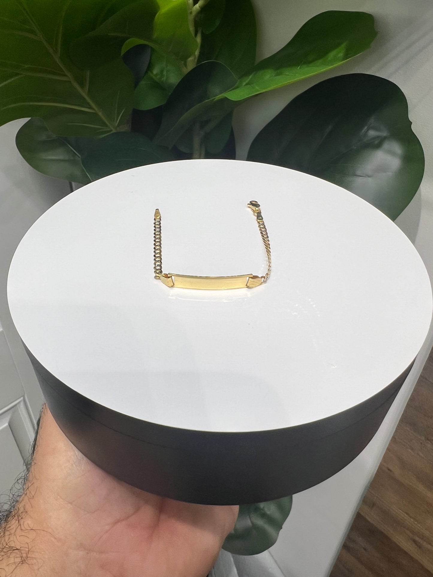 1298- NEW 14K Solid Cuban Curb ID Bracelet (3.2mm) W.G