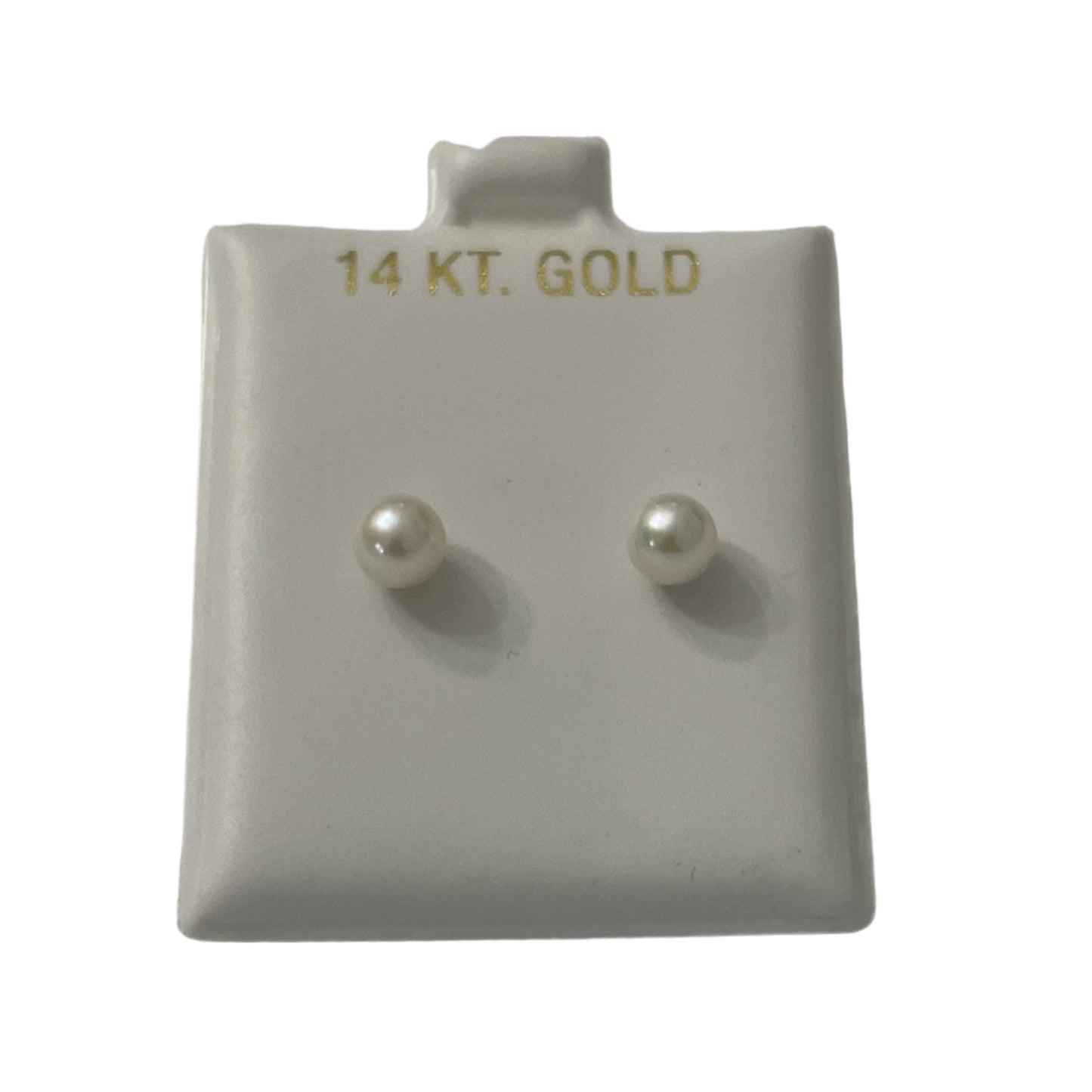 750- NEW 14k White Pearl Stud Earrings (5MM) W.G