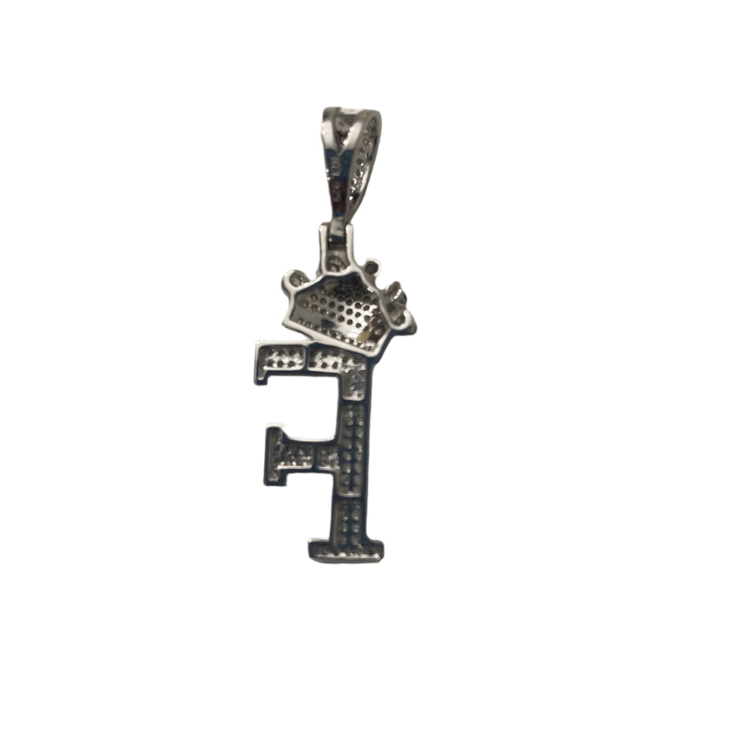 S729- NEW .925 Letter “F” Full Cz Pendant W.G