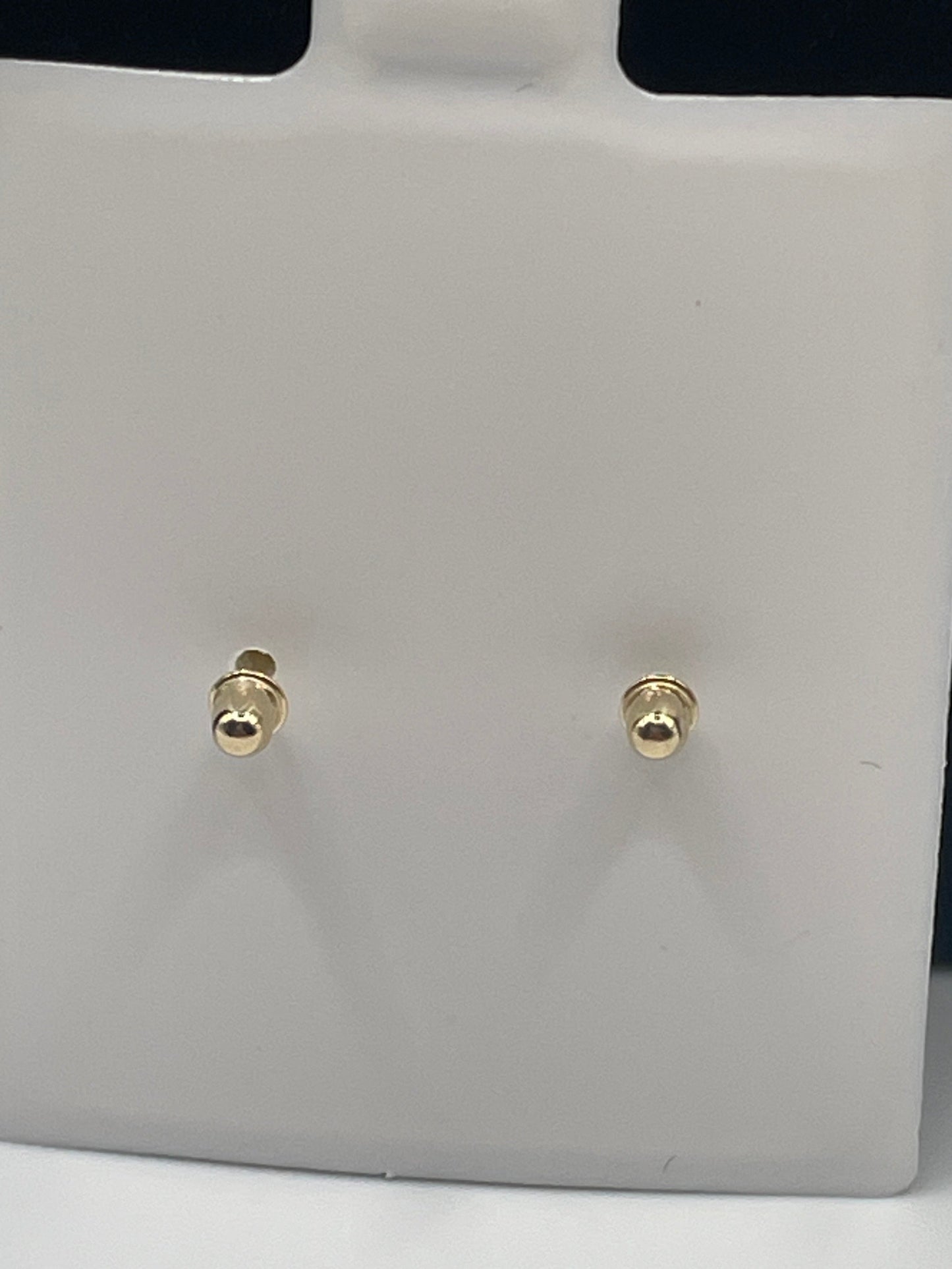 590- 14K Gold Screw Backing Back Small Black Cz Stone Stud Earrings (3mm) W.G