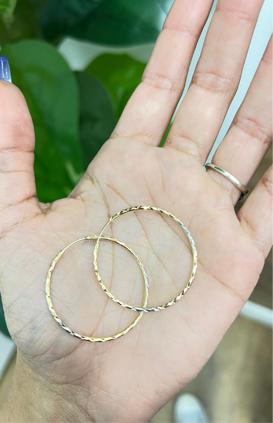 649- NEW 14K Thin Hoop Earrings (60x1.5mm) W.G