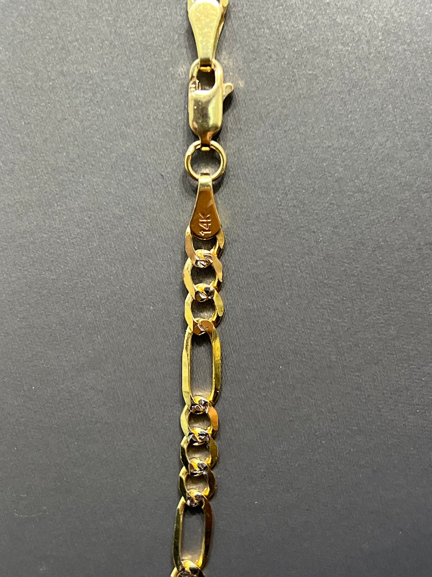 1184- NEW 14K Solid Two Tone Figaro Chain (4.65mm) W.G