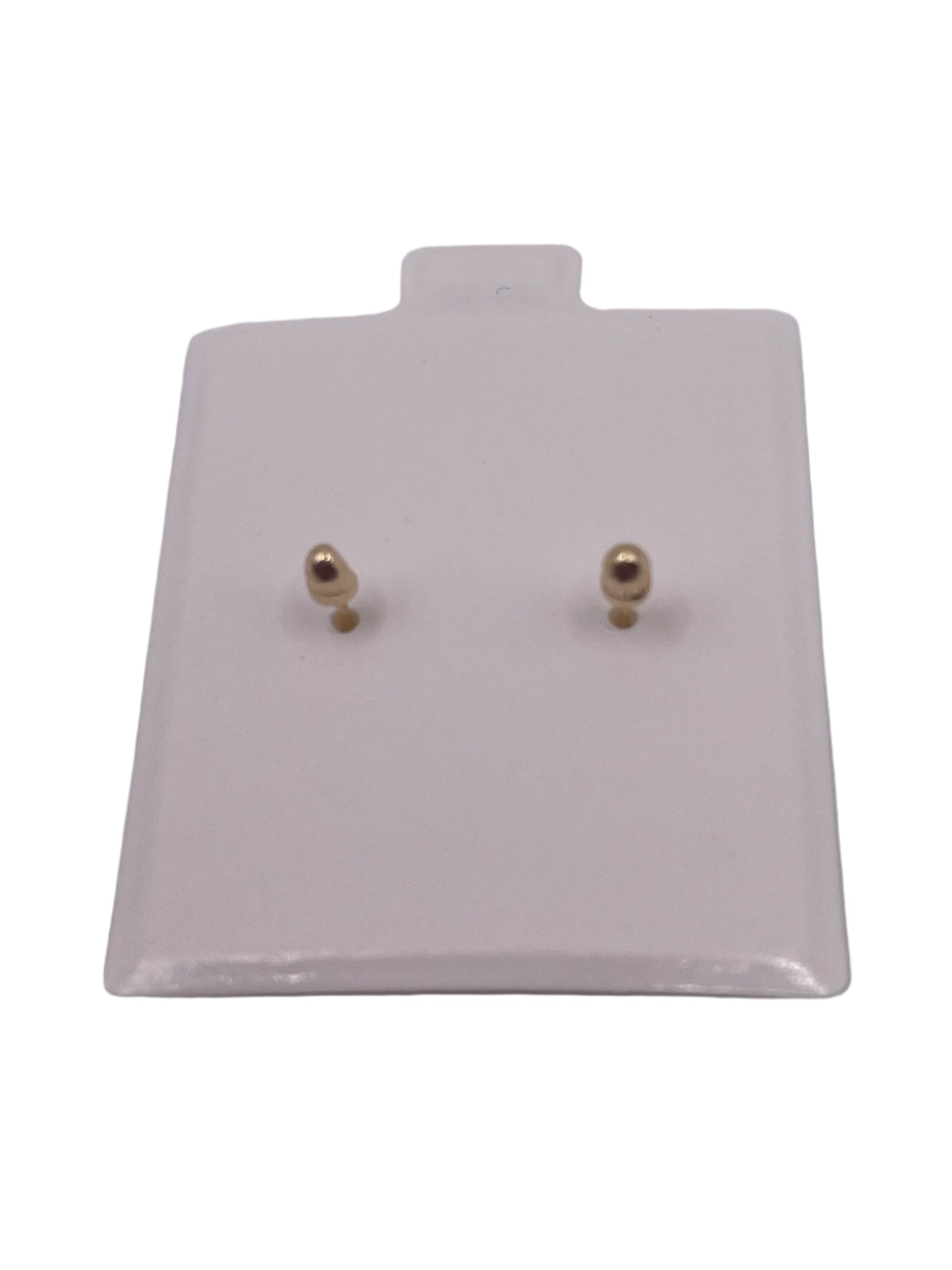 589-New 14K Hollow Diamond Cut Stud Earrings (5.5mm) W.G