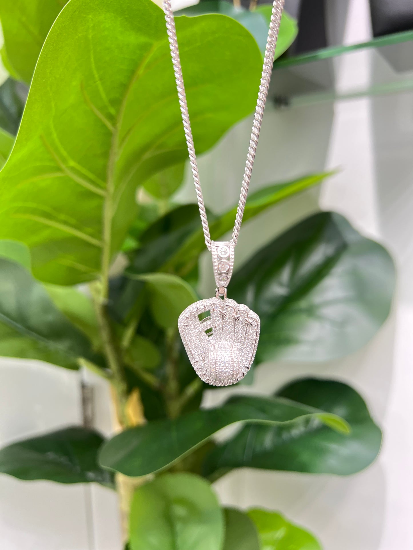S413- NEW .925 Sterling Silver Baseball Gloves Pendant W.G