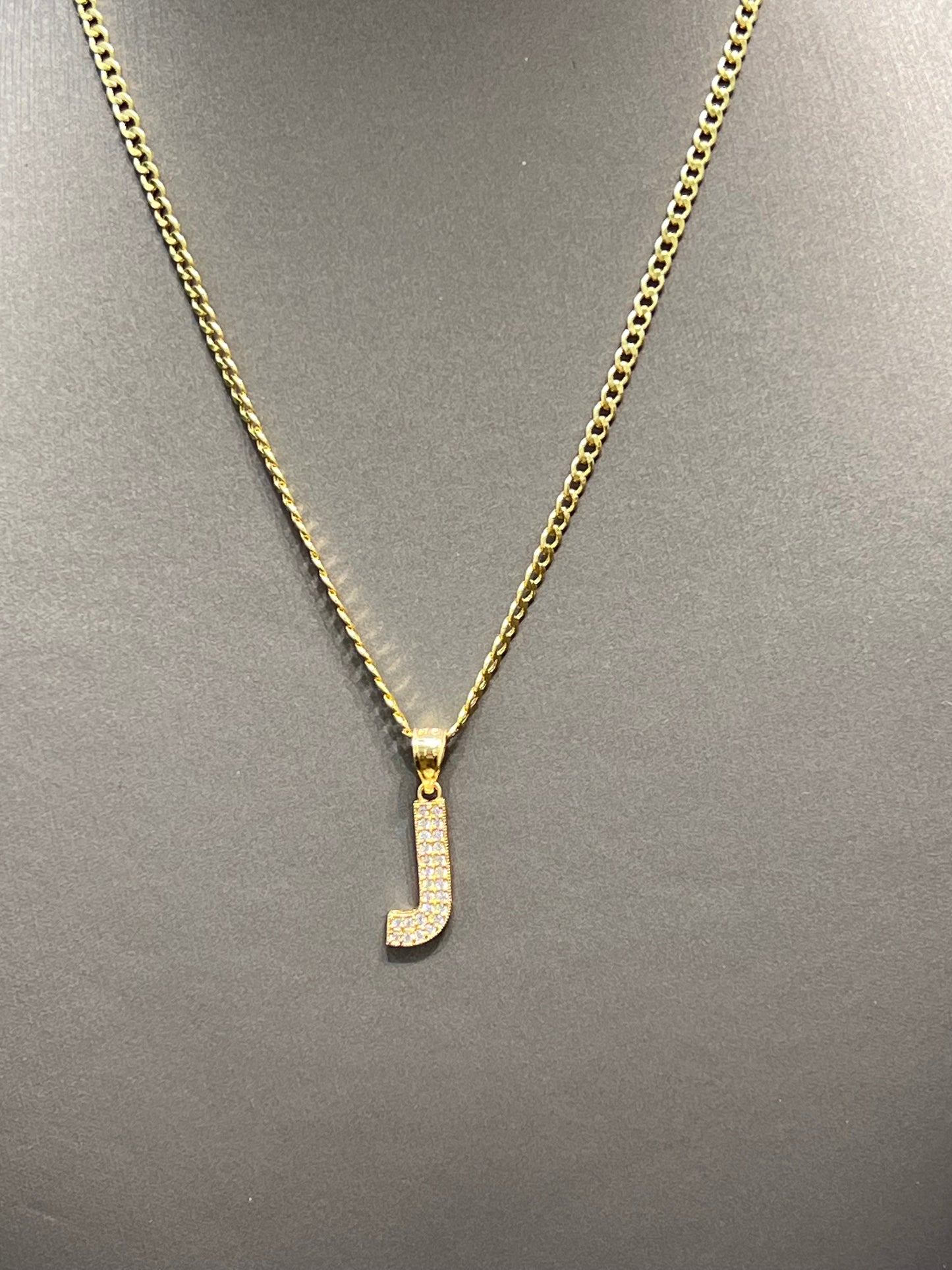 373- NEW 14K Letter “J” Full Cz Gold Pendant W.G
