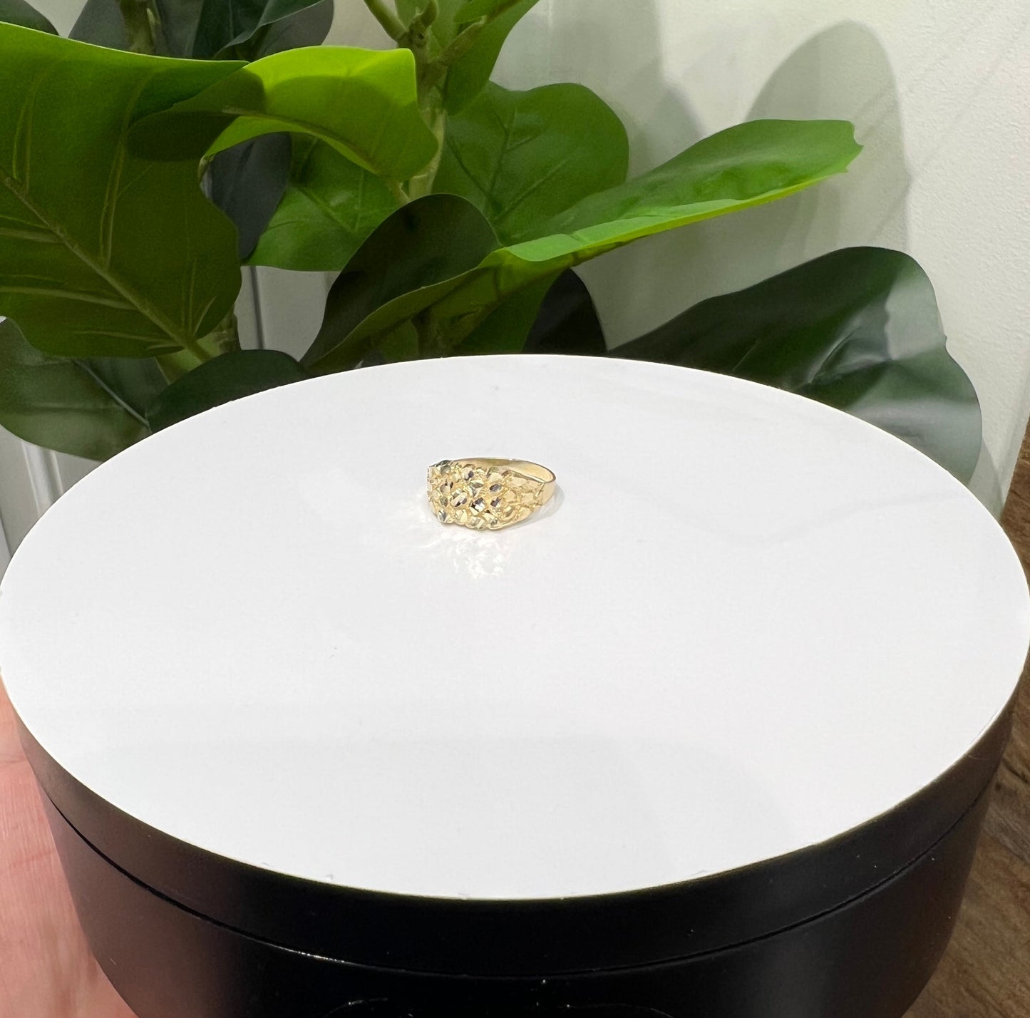 1332- NEW 10K Full Nugget Square Ring W.G