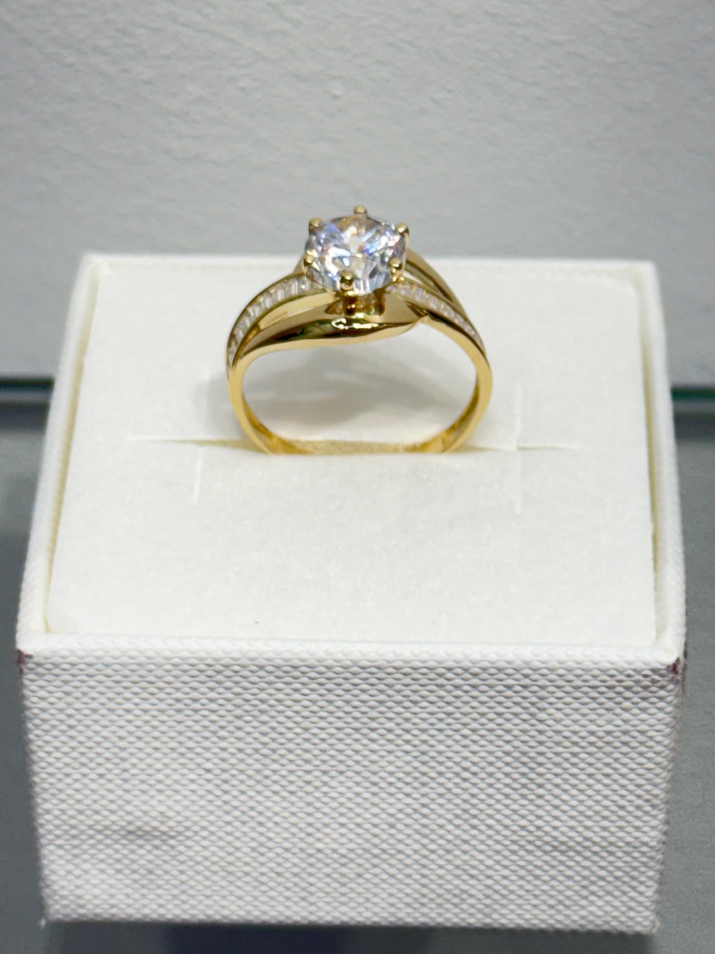 1143- NEW 14K Solitaire Cz Baguette Cut Women's Ring W.G