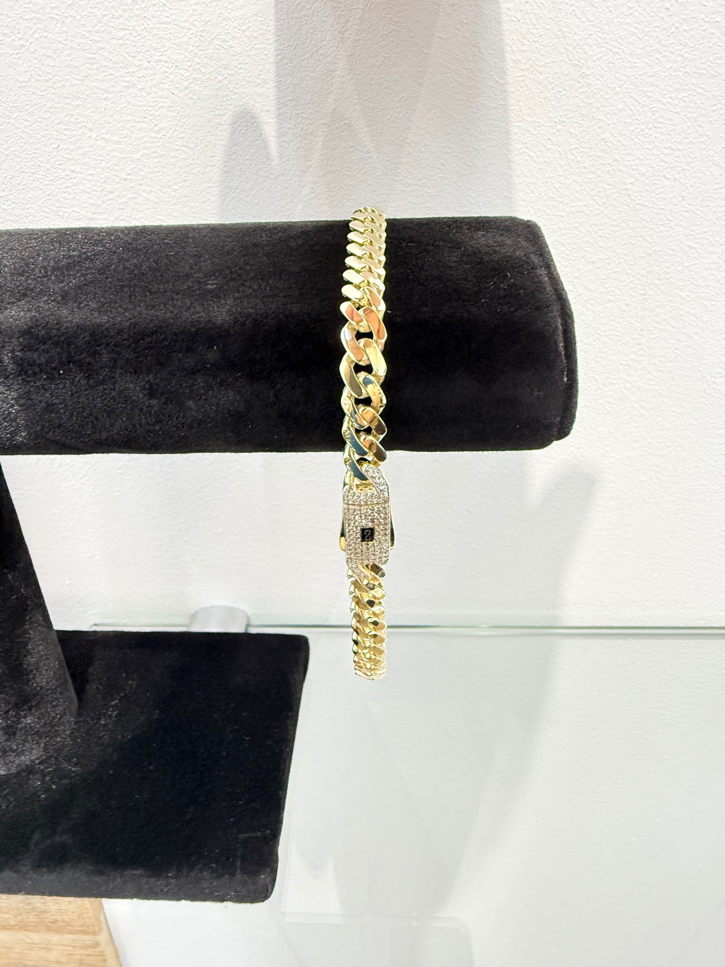 1084- NEW 14K Hollow Cuban Monaci Anklet (7mm) W.G