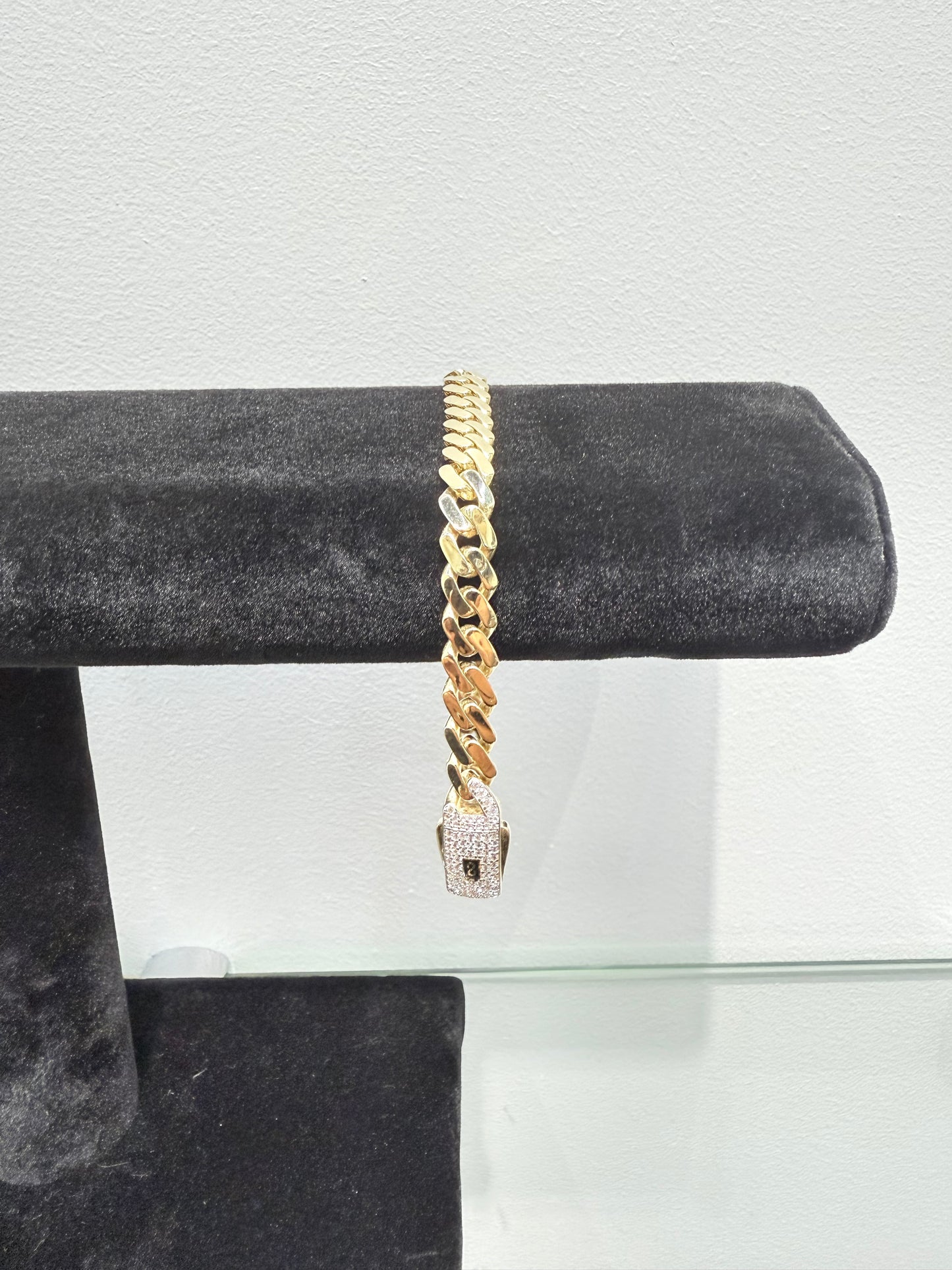 1008- NEW 14K Hollow Cuban Monaci Bracelet (7MM) W.G