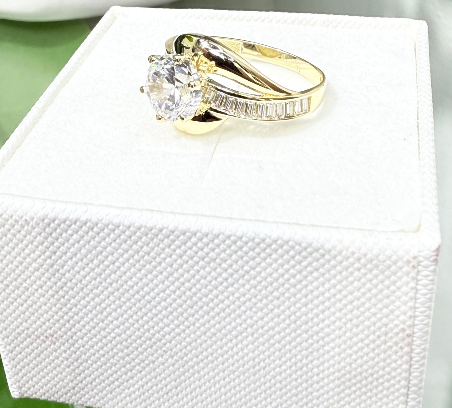 1143- NEW 14K Solitaire Cz Baguette Cut Women's Ring W.G