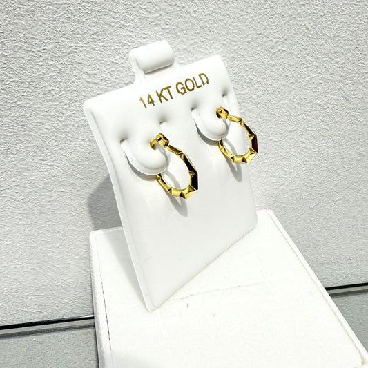 1063 -NEW 14K Small Round Lightweight Bamboo Hoop Earrings W.G