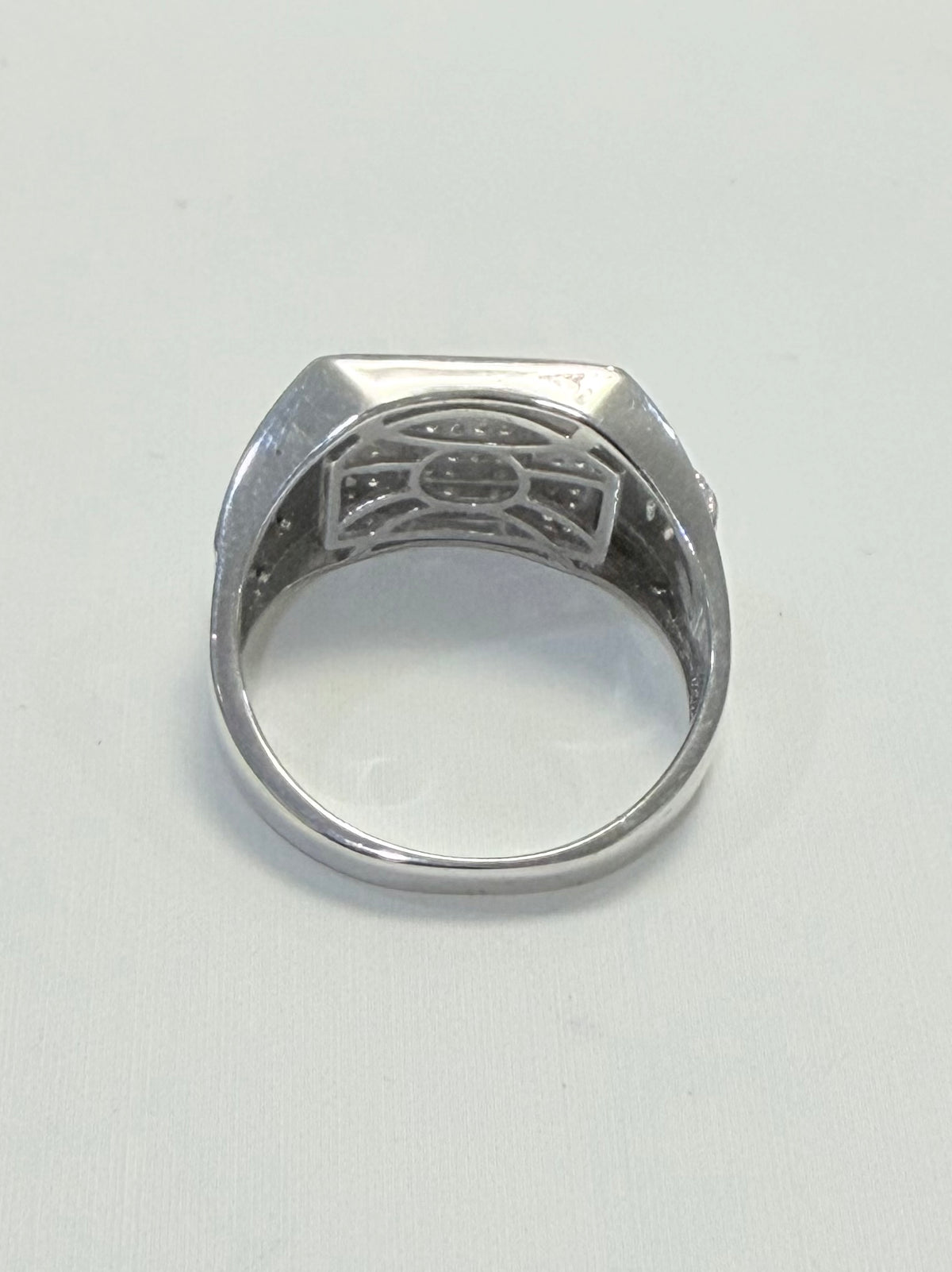 S0014- .925 Sterling Silver Square Cz Men's Ring W.G