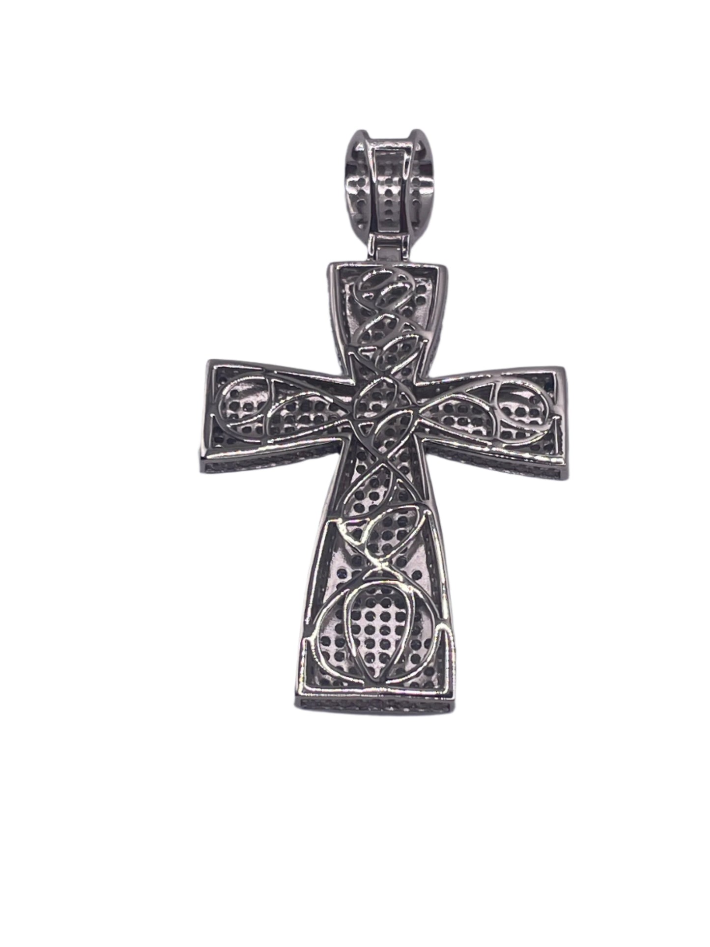 S551- NEW Sterling Silver .925 Blue Cross Full Cz Pendant W.G