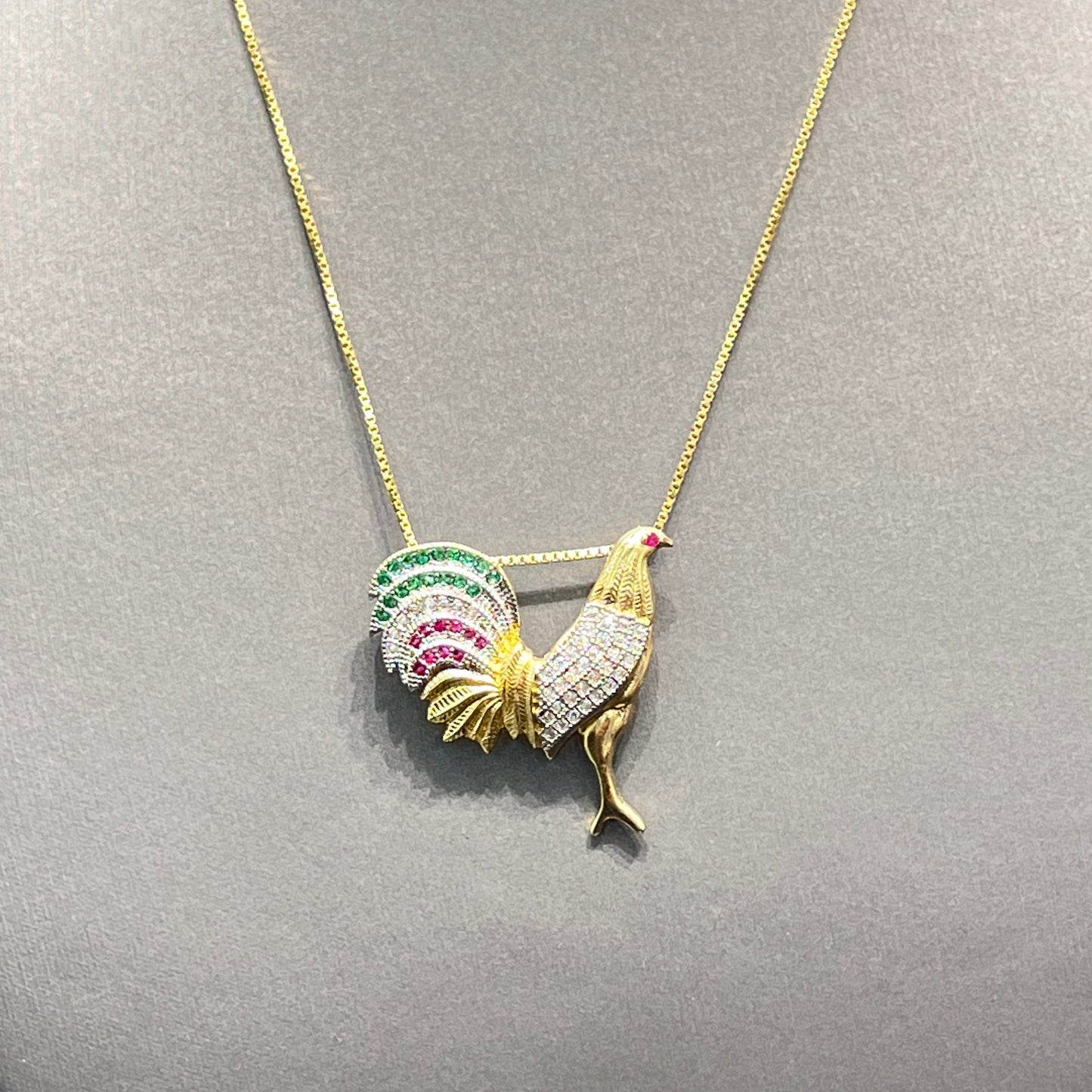 00126- Colgante de gallo de oro de 14 quilates (solo)