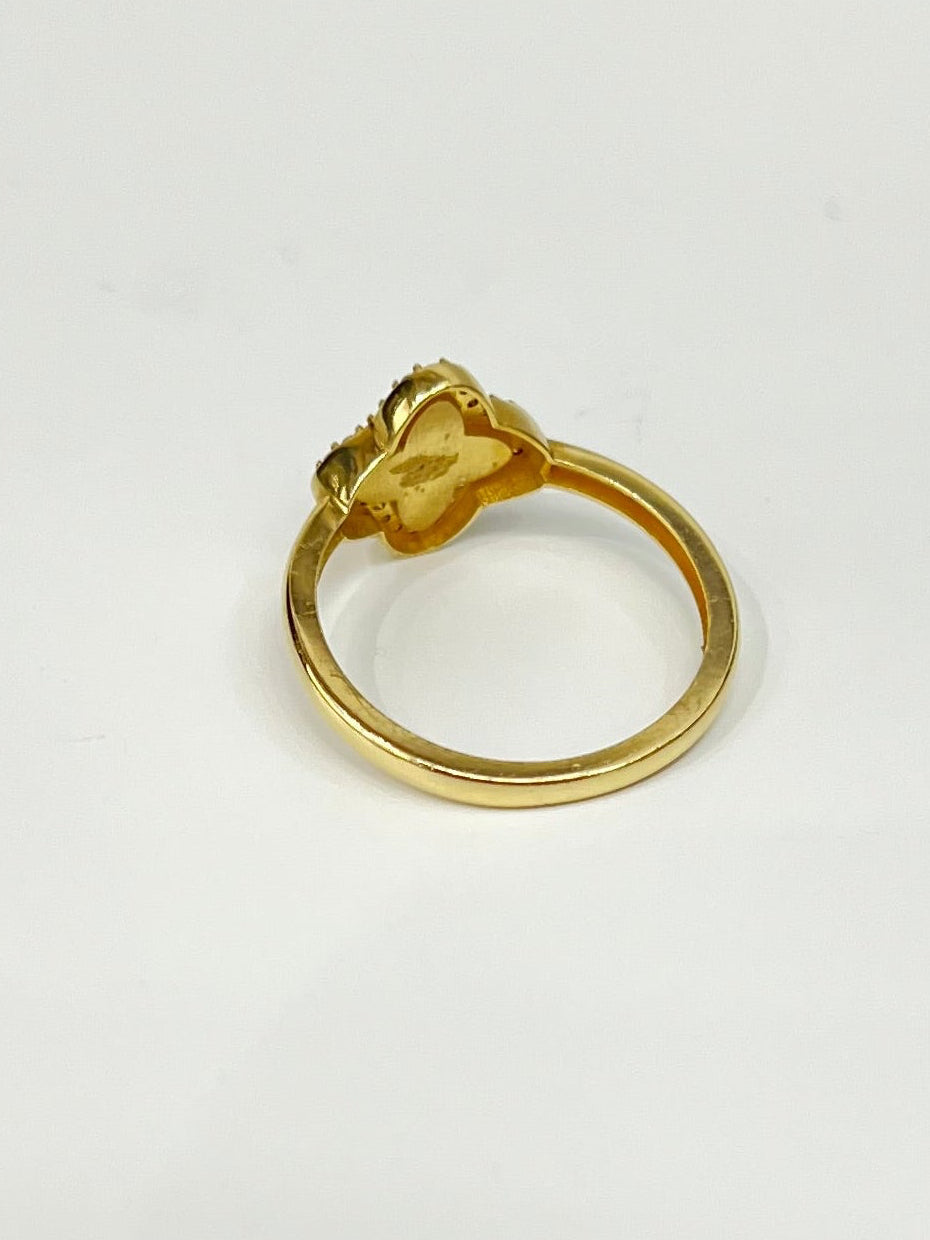 599-NEW 14K Red Trebol Gold Ring (W.G)
