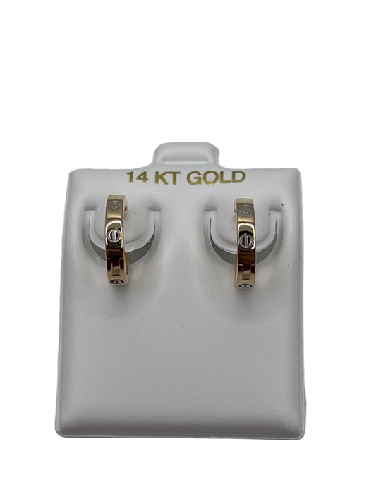 614- New 14k Round Huggies Earrings (15mm) W.G