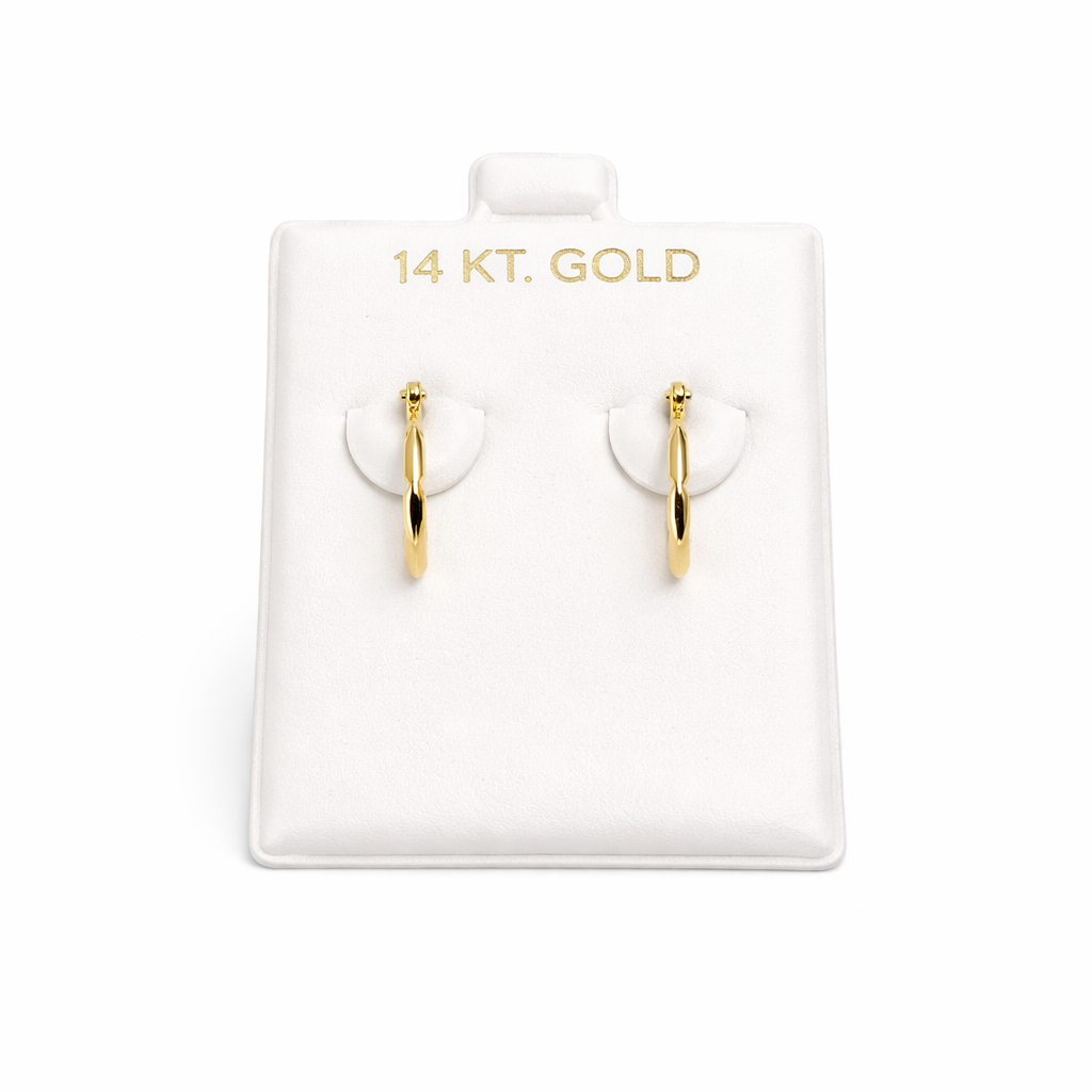 1063 -NEW 14K Small Round Lightweight Bamboo Hoop Earrings W.G