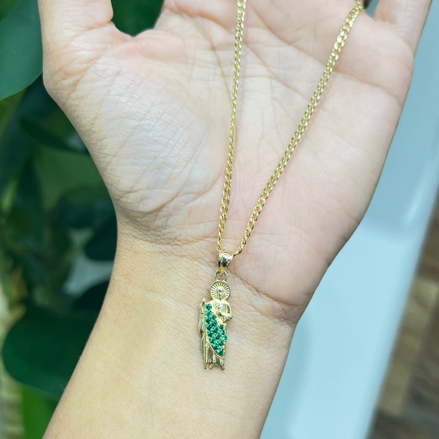 00185-NEW 14K St Jude Green Pendant (W.G)