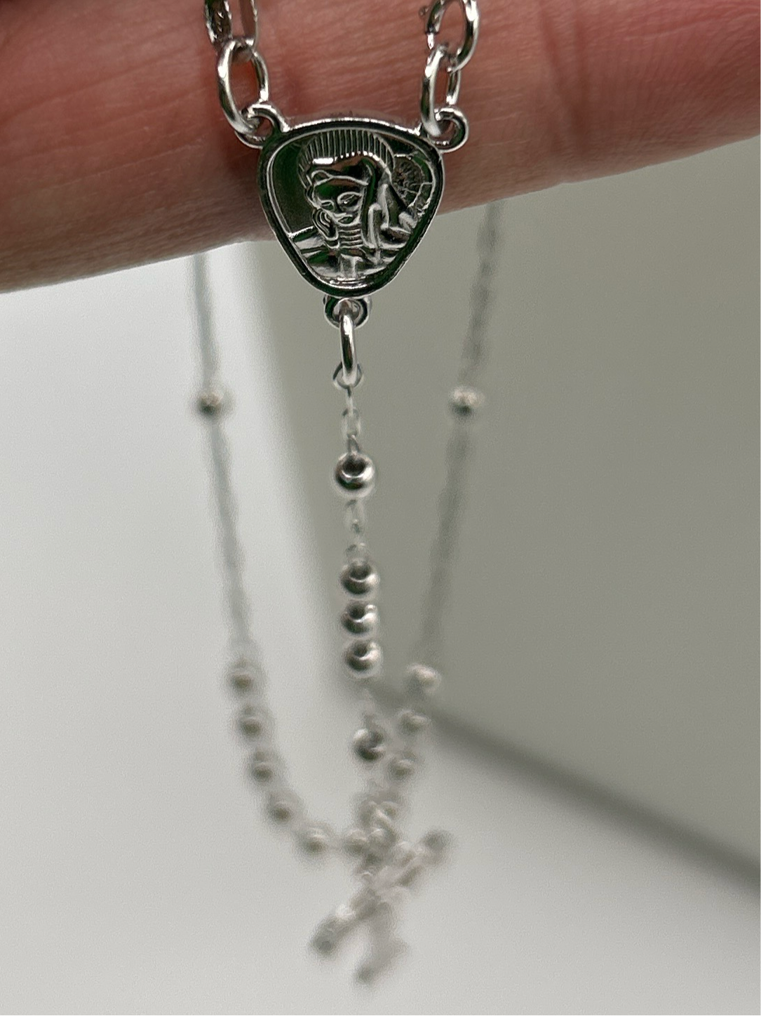 S780- NEW .925 Sterling Silver Rosary Chain (3mm) W.G