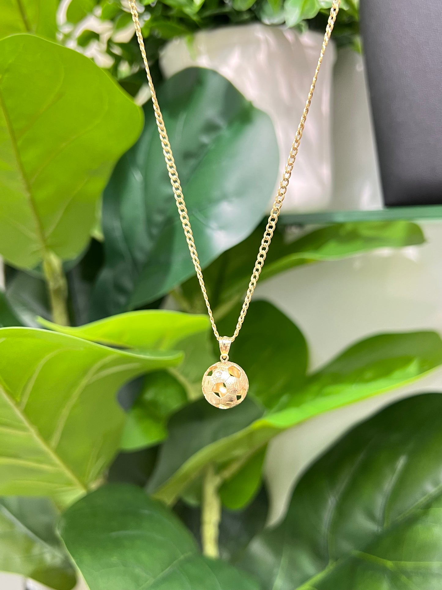 708- NEW 14K Soccer Ball Pendant W.G