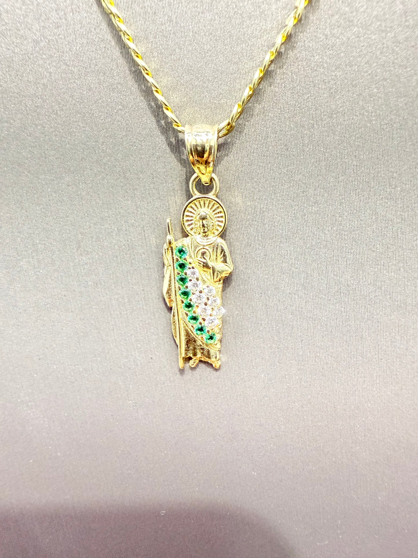 1016- 14K Green St. Jude Small Pendant (W.G)