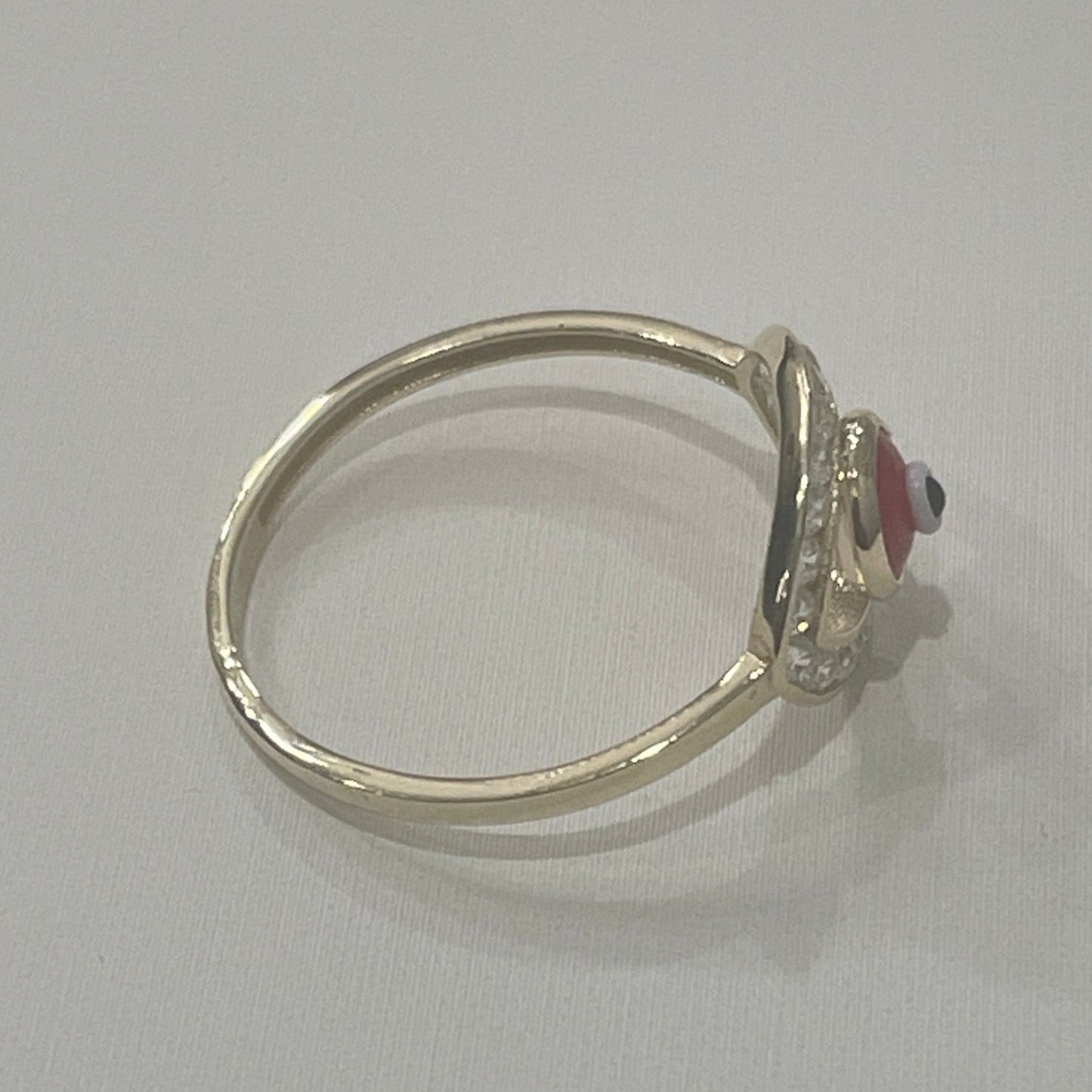 713- NEW 14K Red Evil Eye Gold Ring W.G
