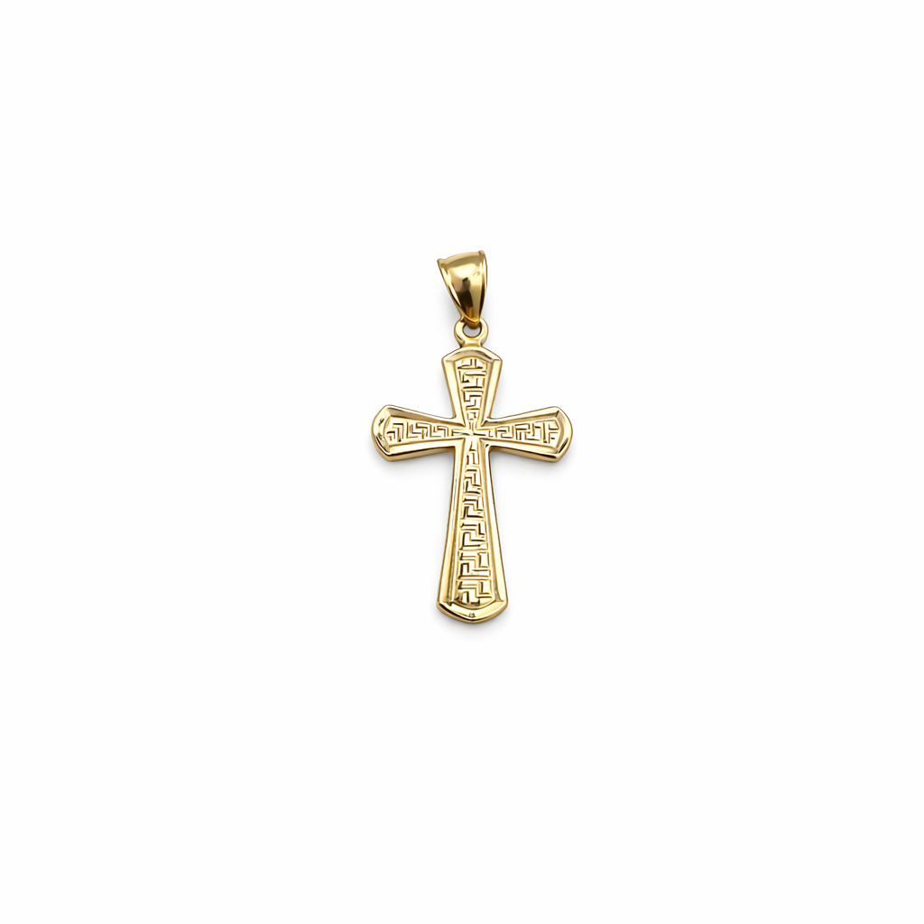 1565- NEW 10K Greek Cross Pendant W.G