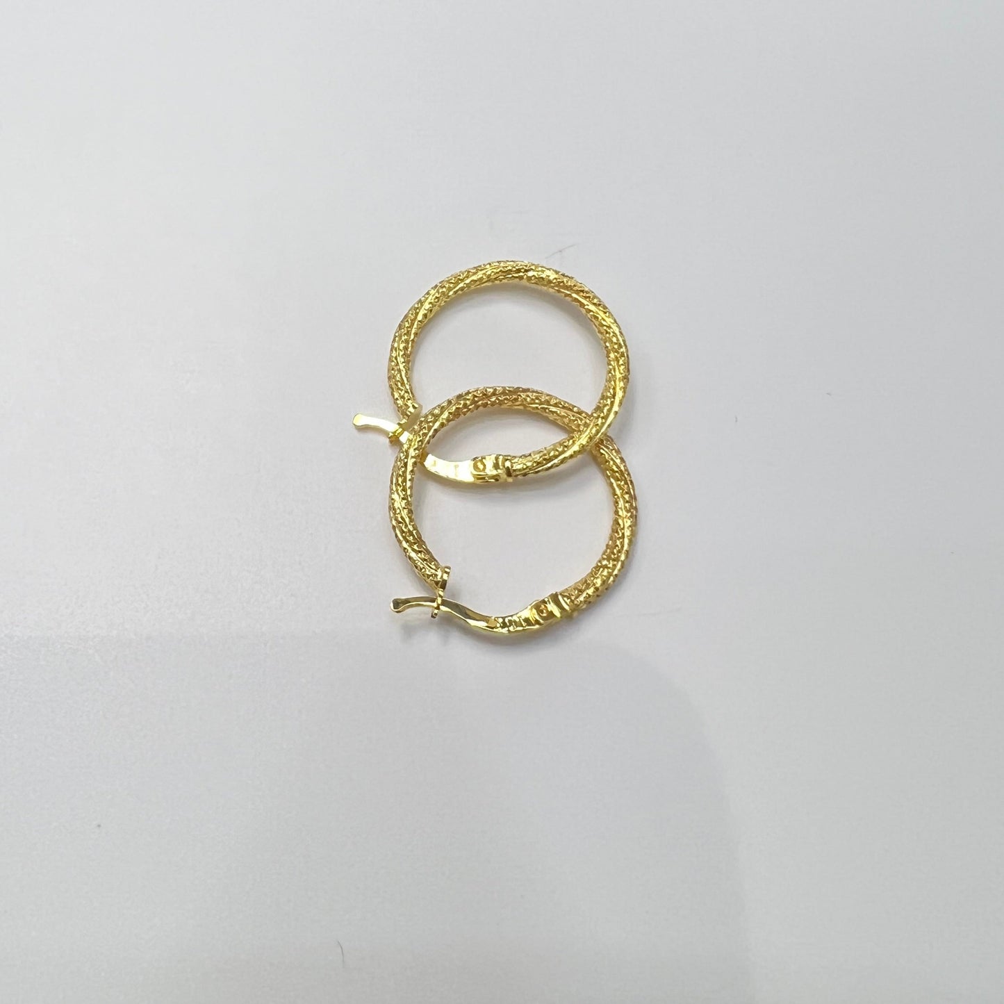1653- NEW 10k Hoop Fancy Earrings (22.2x2.3mm) W.G