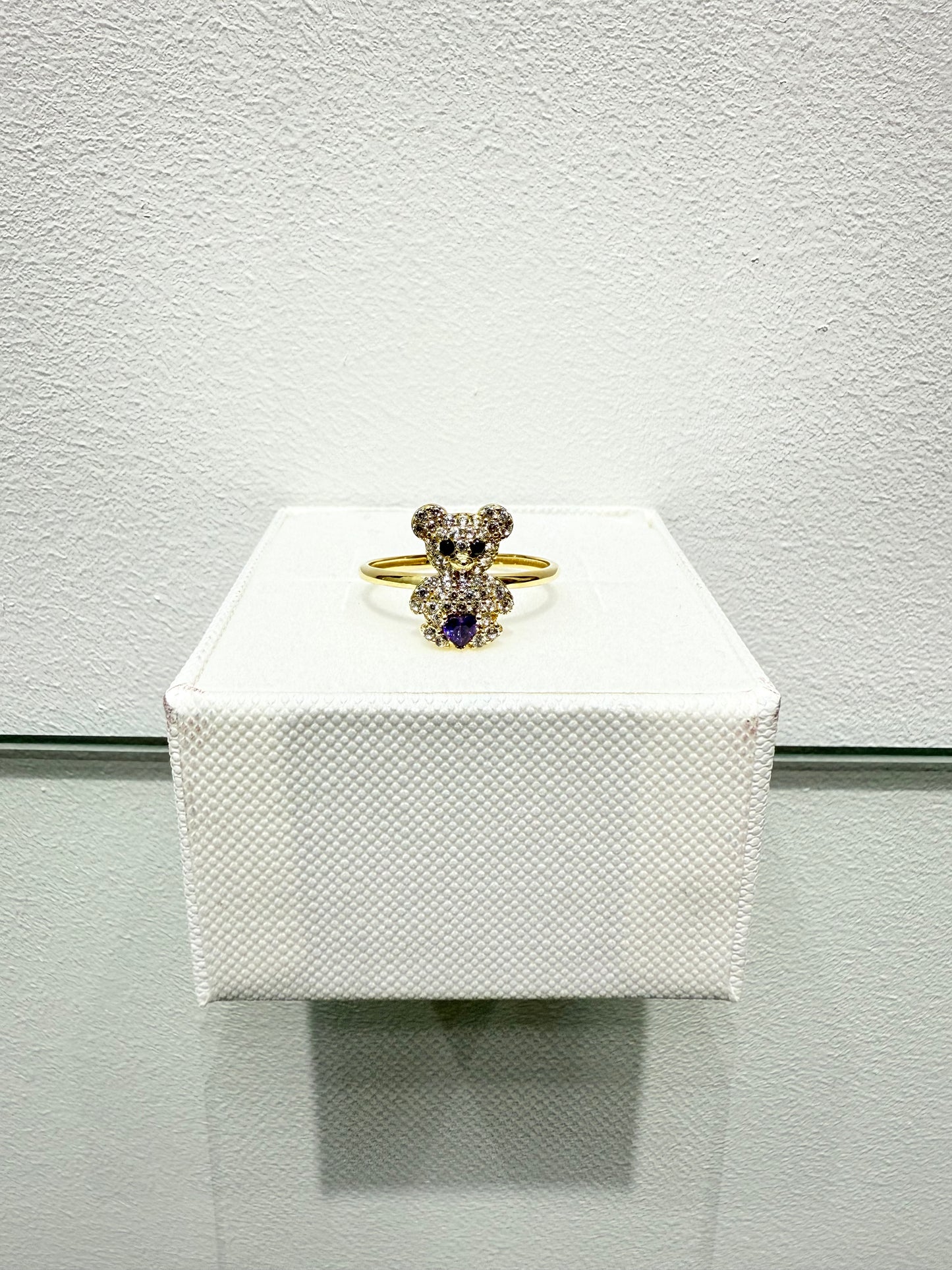 960-14K Gold Teddy Bear Purple Stone Ring