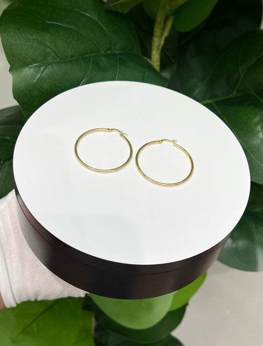 1288-14K NEW 14K Hollow Hoop earrings 2x40mm (W.G)