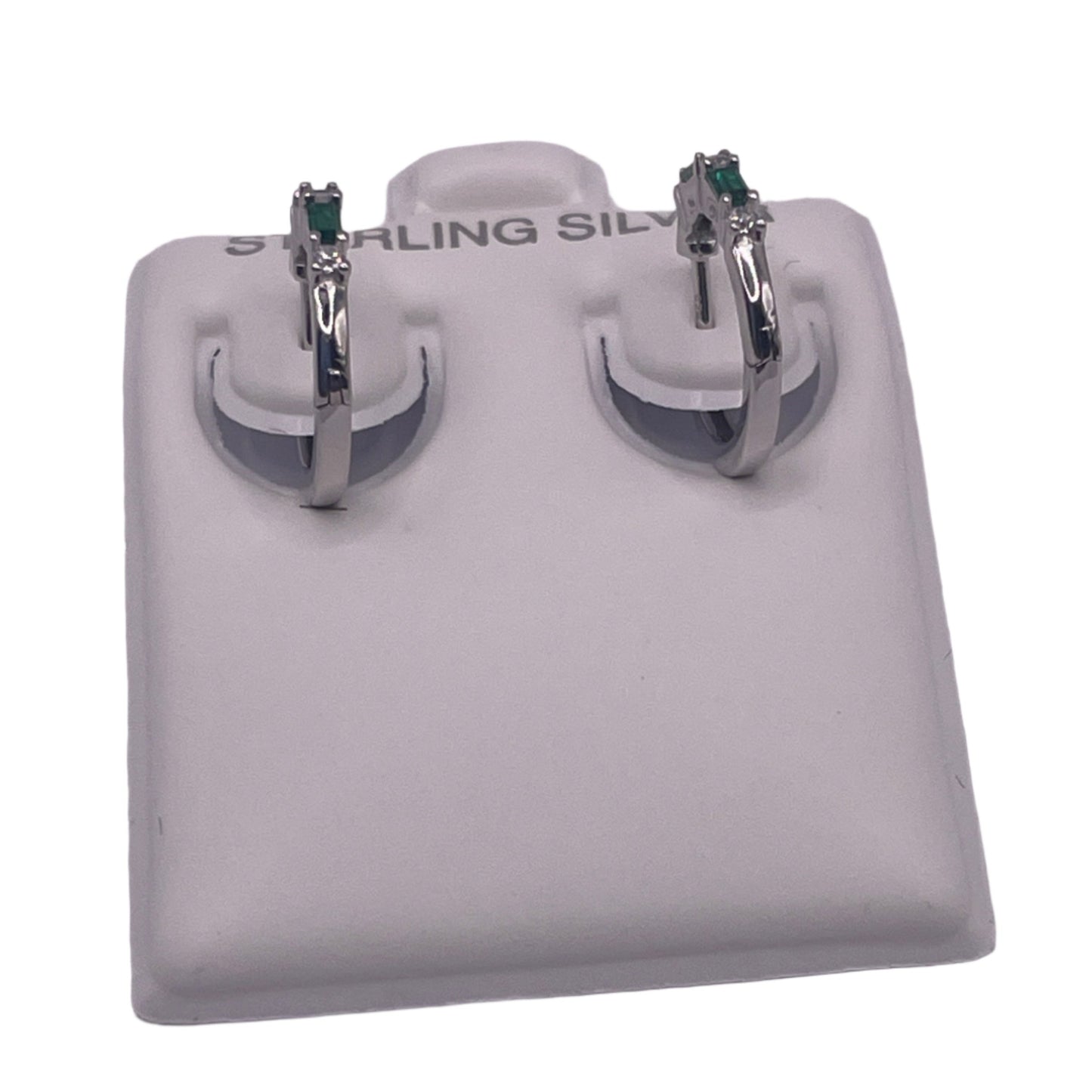 S740- NEW .925 Green Hoop Earrings