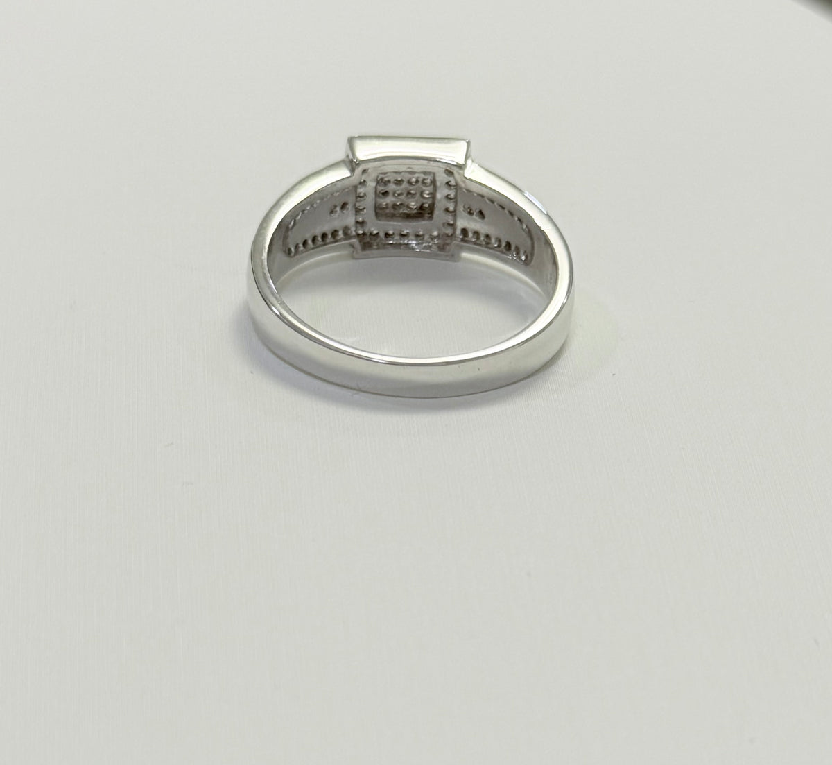 S0017- .925 Sterling Silver Square Men's Ring W.G