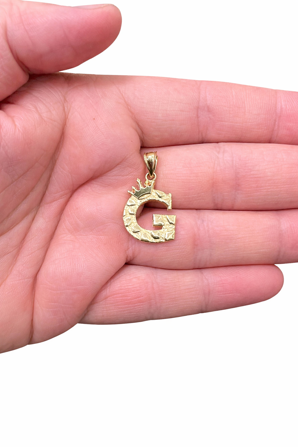 1534- NEW 10K Letter G Nugget Pendant W.G