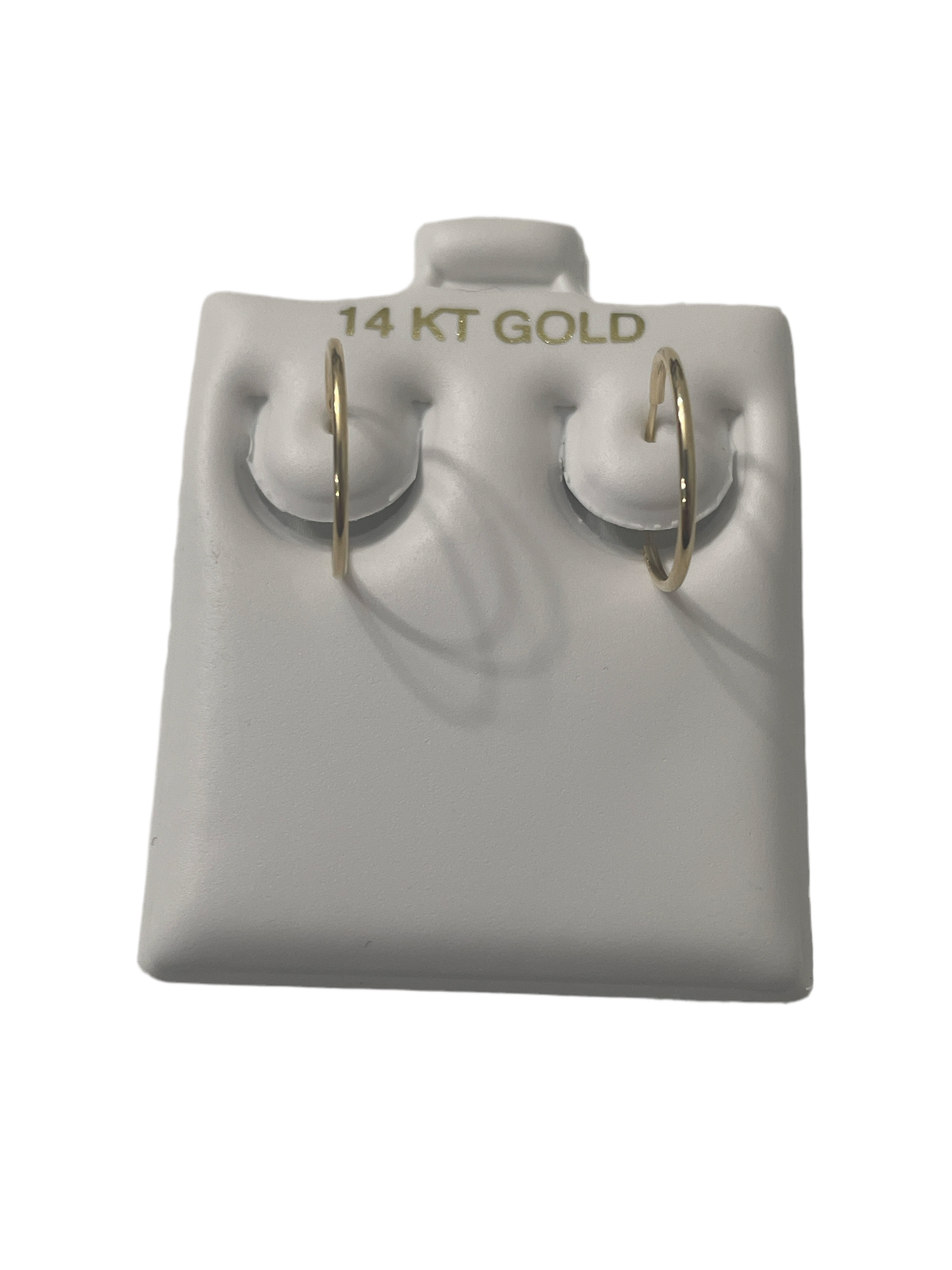 698- New 14k Thin Small Hoop Earrings (13.6mm) W.G