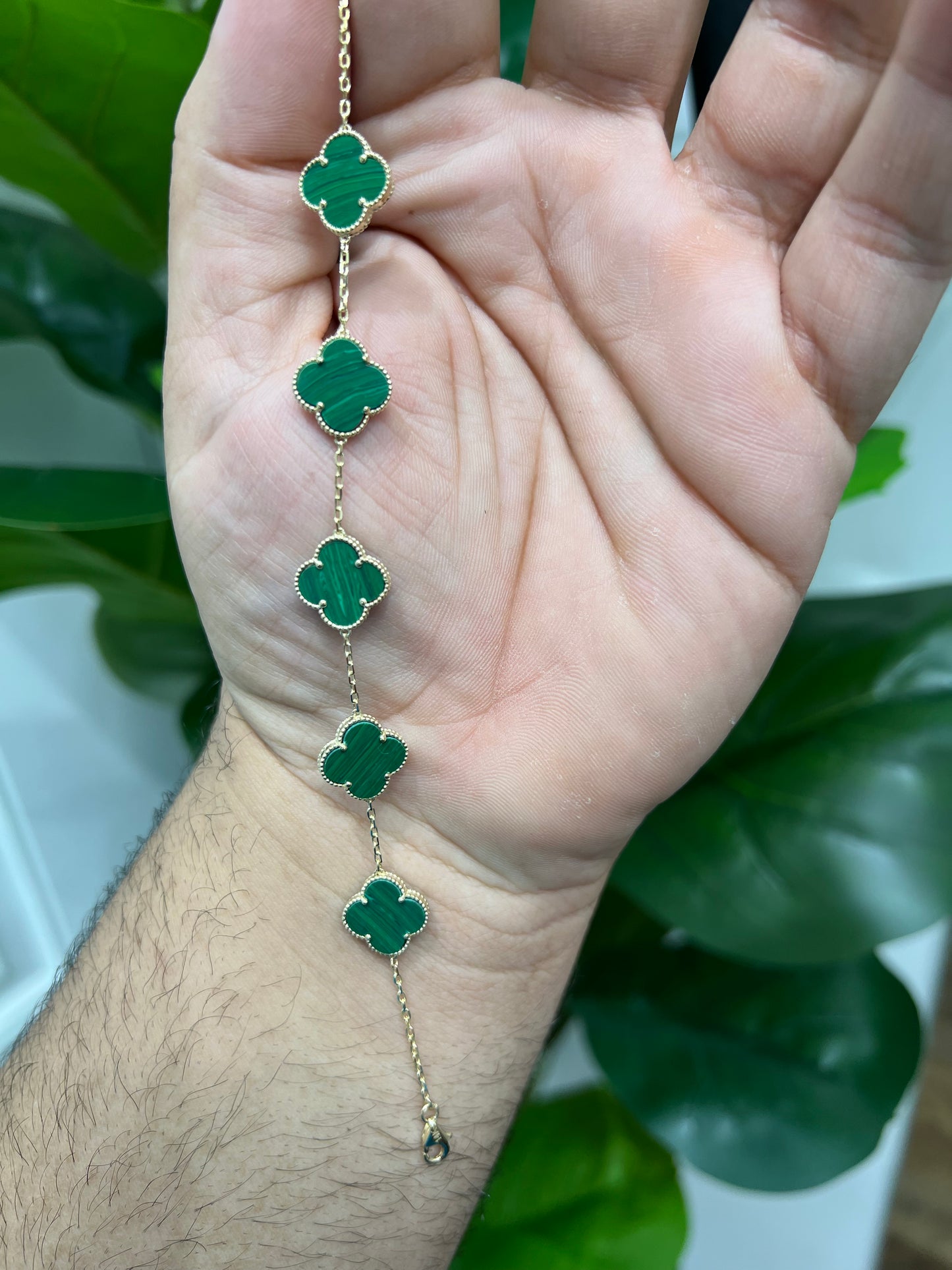1163- NEW 14K Green Trebol Bracelet W.G