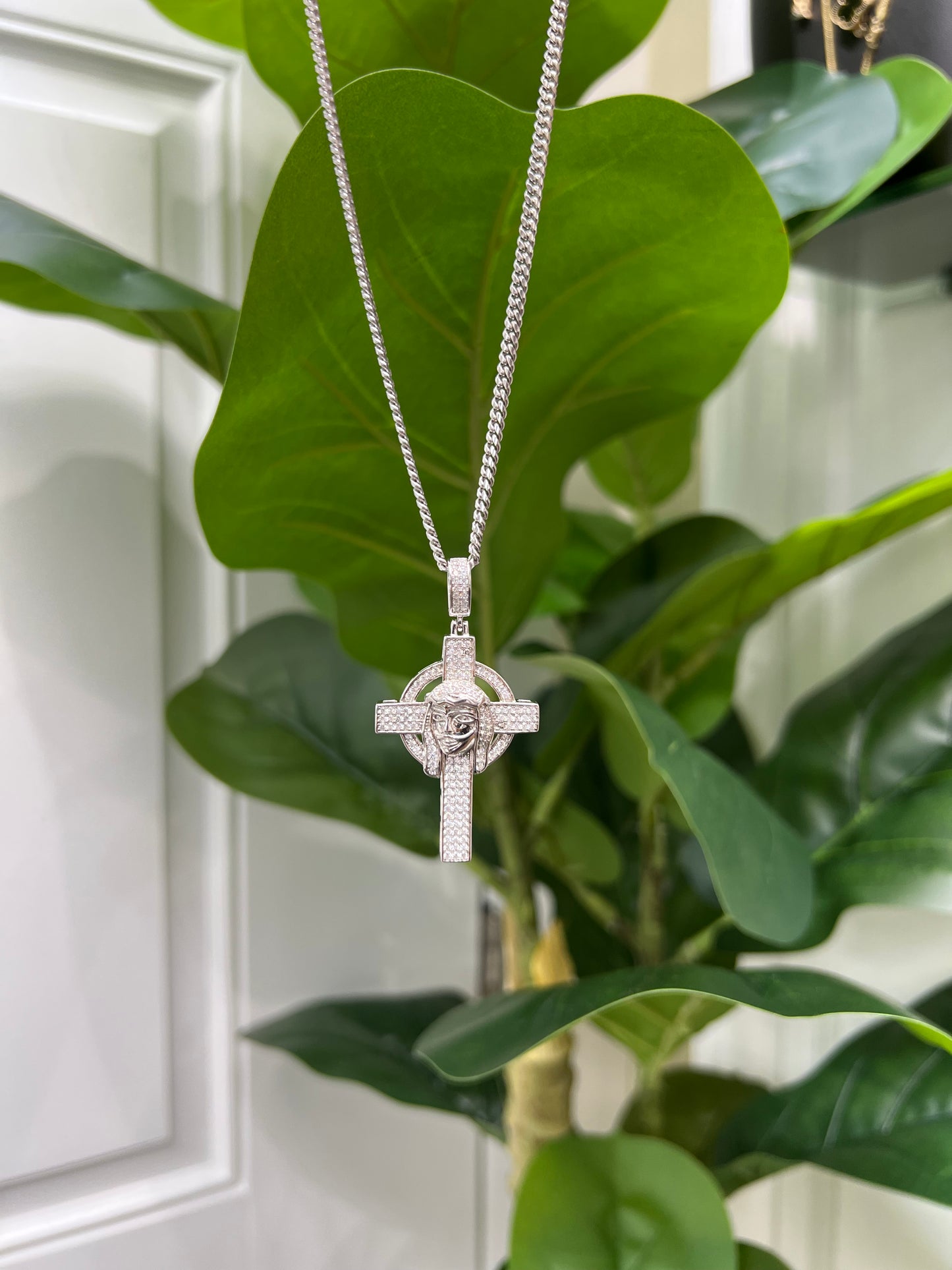 S404- NEW .925 Sterling Silver Full CZ Cross Hip Hop Pendant W.G