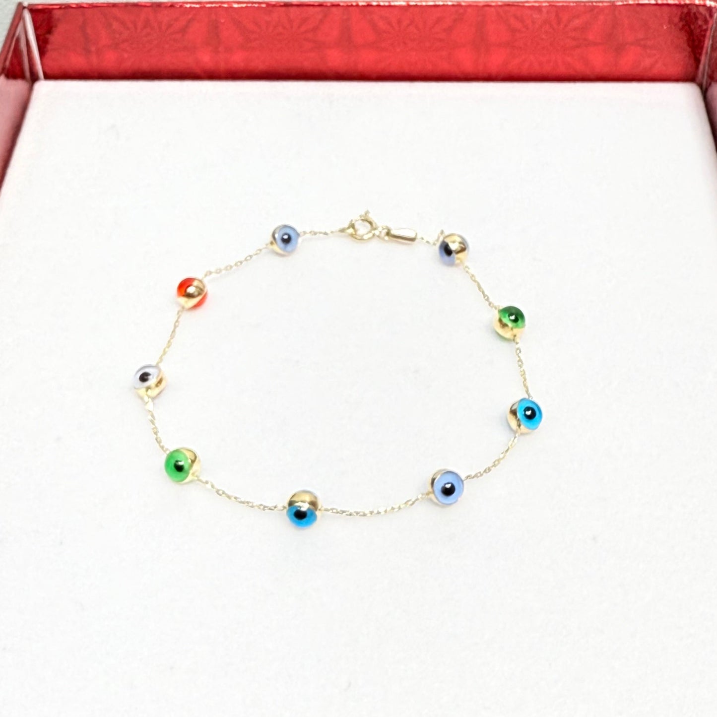 1155- NEW 14K Multi Color Evil Eye Bracelet W.G