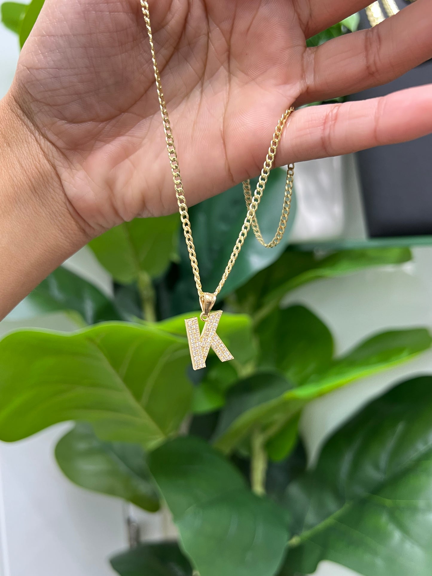 664- NEW 14K Letter “K” Shiny Pendant W.G