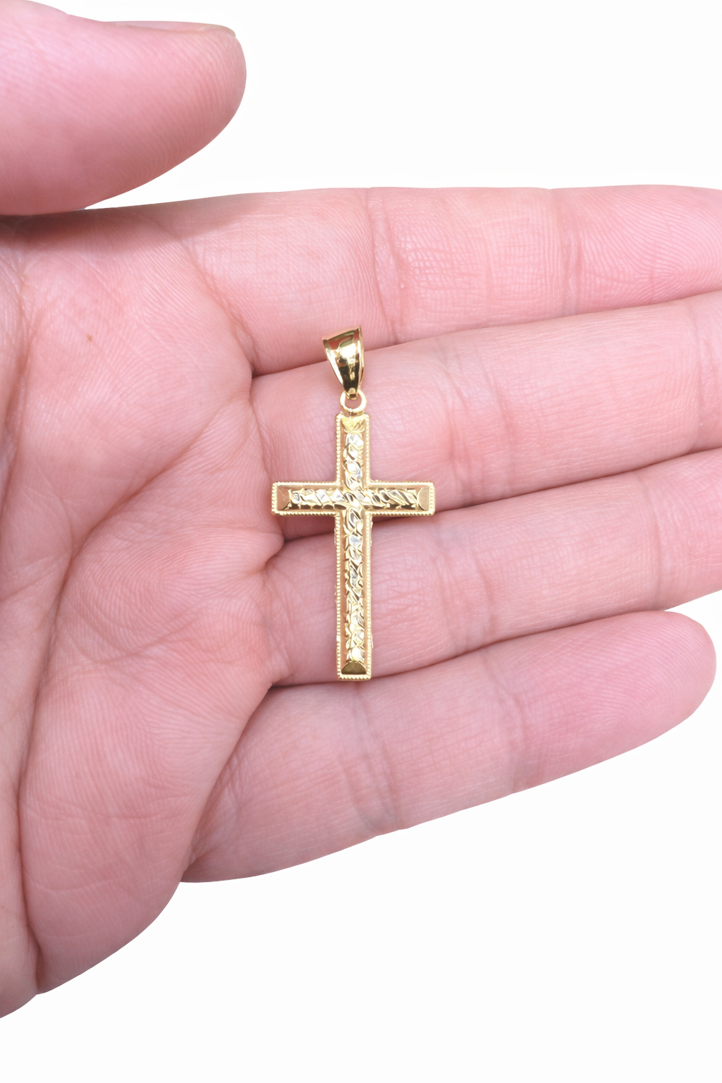 1566- NEW 10K Gold Cross Pendant W.G