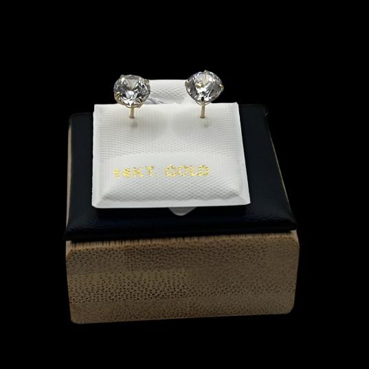 00182- Pendientes de botón de oro amarillo de 14 quilates de 6 mm