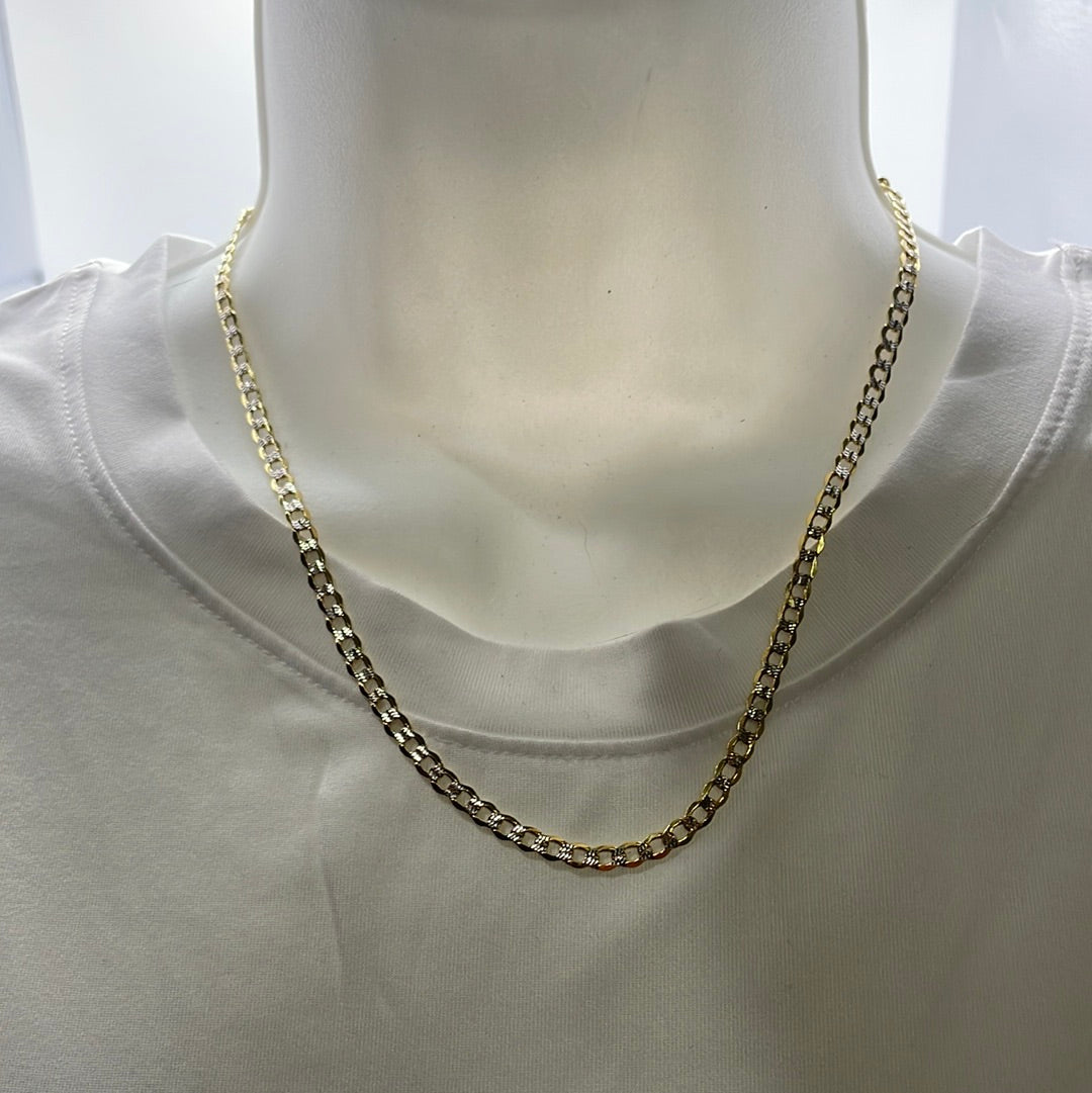 00110 - NEW 14k Hollow Cuban Curb chain two-Tone (4mm)W.G