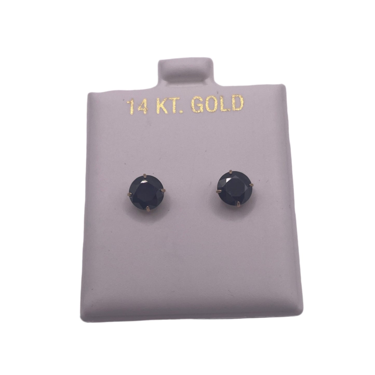 585- New 14K Black Cz Stone Stud Earrings