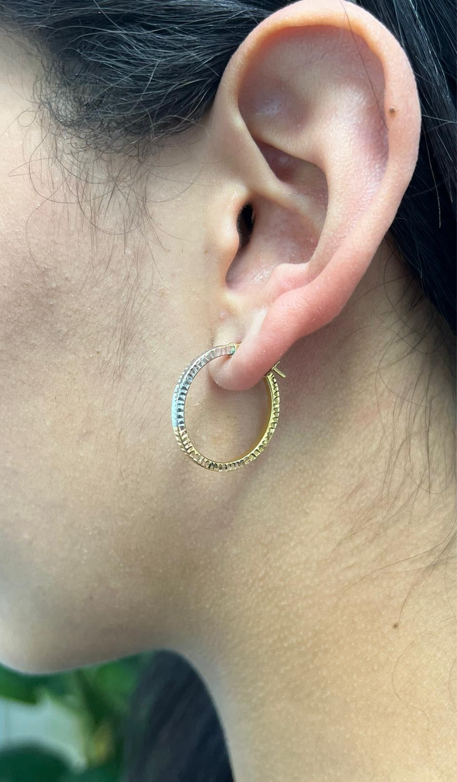 322- Pendientes de aro tricolor de oro amarillo de 14 quilates