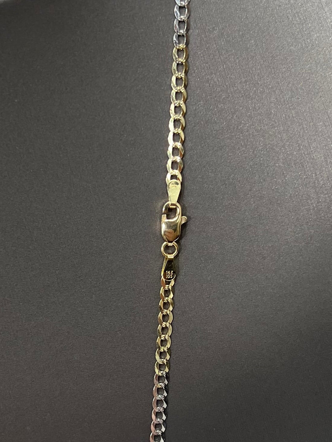 1446- NEW 14K Solid Tri Tone Cuban Curb Link Chain 20" (3.2mm) W.G