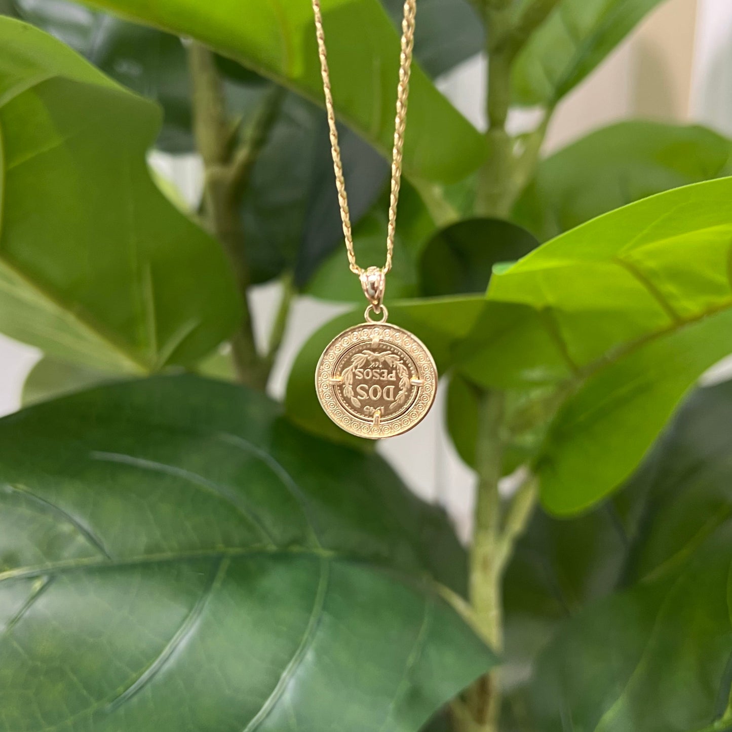 1239- NEW 14k Gold Moneda Holder Pendant W.G.